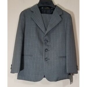 Mark Jason Boys 2pc Suit Coat & Pants Set Size 6 Regular Gray Striped NEW